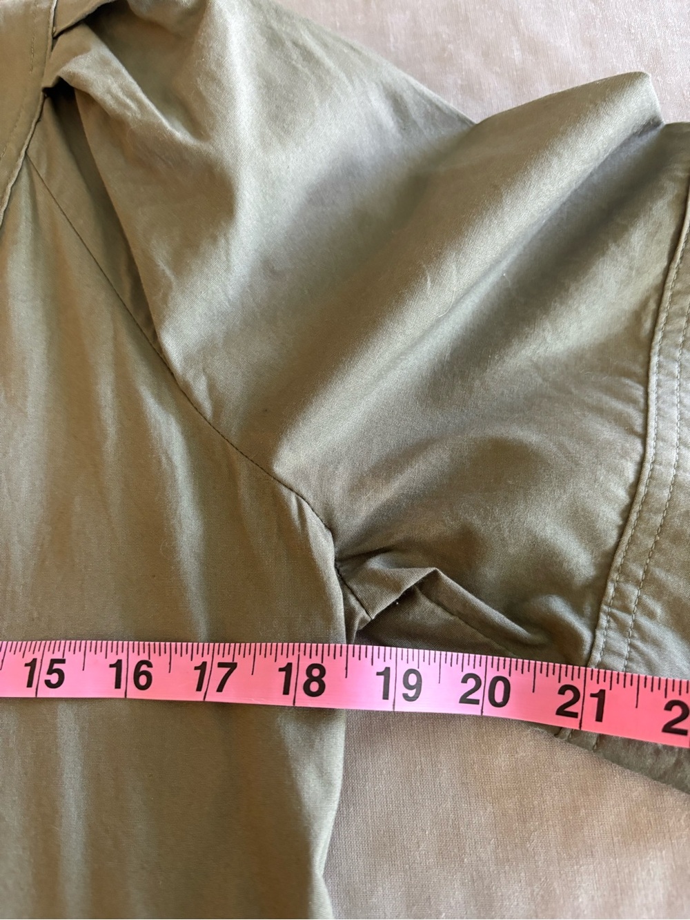 GAP Tiered V-Neck Short Sleeve Babydoll Dress Olive Green Cotton Small - Picture 9 of 9